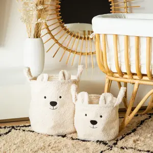 Panier de rangement Teddy écru (30 x 30 cm)