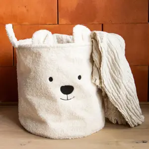 Lot de 3 paniers Teddy écru