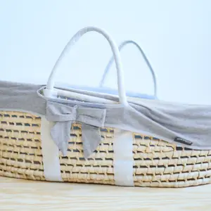 Couffin moïse naturel avec matelas et habillage jersey gris