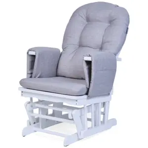 Fauteuil d'allaitement en hêtre Canva gris et repose pieds