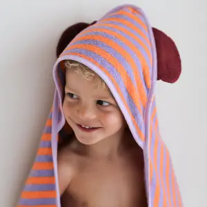 Cape de bain Ours Lavande (75 x 75 cm)