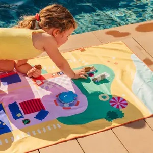 Serviette de plage 2 en 1 Maison de poupées (140 x 70 cm)