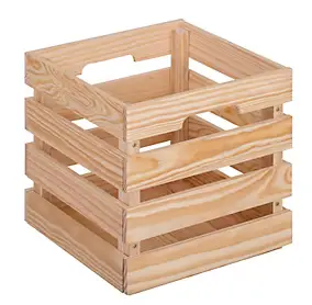 Caisse de rangement carrée en pin massif avec poignées