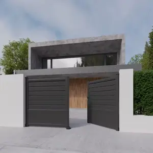 Portail battant aluminium "cortes" gris - 3 m