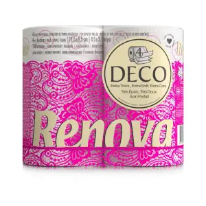 RENOVA Papier toilette blanc décoré 4 épaisseurs 4 rouleaux