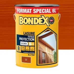 Lasure bois extérieur teck satin hydrofuge 6 L