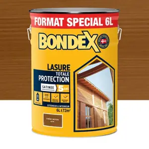 Lasure bois extérieur chêne moyen satin hydrofuge 6 L