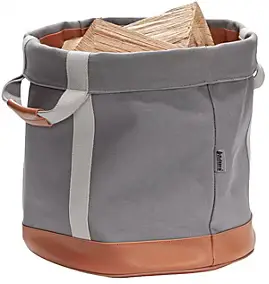 Sac à bûches en toile et poignées cuir Aduro Proline gris