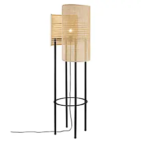 Lampadaire raphia et métal noir Ø46cm E27 60W IP20, Nordlux Jaffna