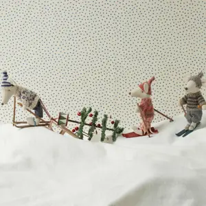 Papa Souris en hiver et sa paire de skis Bleu