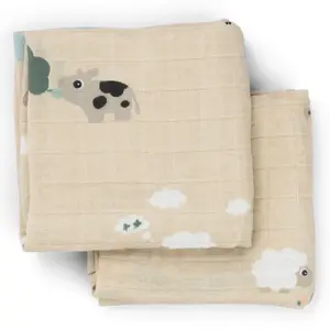 Lot de 2 langes Tiny farm Sable (65x65 cm)