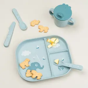 Assiette à compartiments Foodie Elphee Bleu