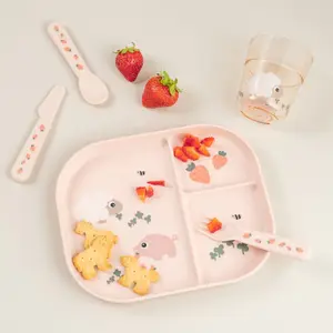 Assiette à compartiments Foodie Tiny farm Rose