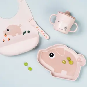 Bavoir en silicone Pigee Rose