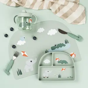 Assiette à compartiments ventouse Playground Vert