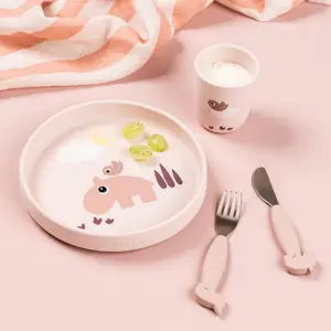 Assiette ventouse en silicone Playground Rose