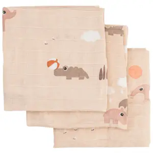 Lot de 3 langes Playground Rose (65x65 cm)