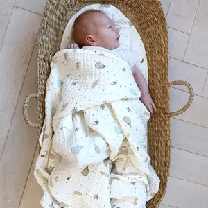 Lot de 3 langes bébé en coton bio Dreamland (70 x 70 cm)