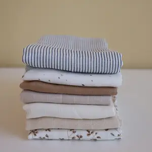Lot de 3 langes bébé en coton bio Classic Stripes Blue (70 x 70 cm)