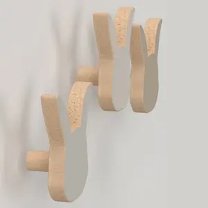 Lot de 3 patères en bois Lapin