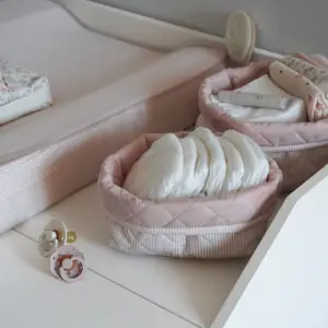Lot de 2 paniers de toilette matelassé Classic Stripes Rose
