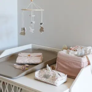 Tapis à langer bébé de voyage matelassé Classic Stripes Rose