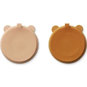 Lot de 2 assiettes à compartiments ventouse Stacy Mustard tuscany rose mix
