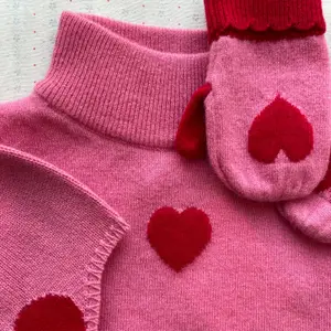 Plastron en maille à col roulé Cœur rose (2-4 ans)