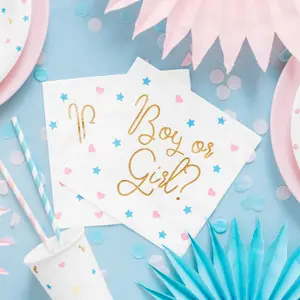 Lot de 20 serviettes Boy or Girl? (33 x 33 cm)