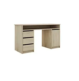 Bureau avec tiroirs et porte effet chêne l. 138 x H. 75 x P. 50 cm Szynaka Meble Elise