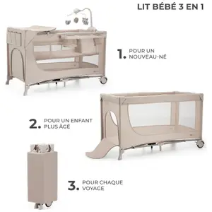 Lit parapluie 3 en 1 Joy 2 avec accessoires Beige