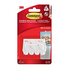 Bandes et mini crochets blancs Command 17066 3 crochets + 4 bandes