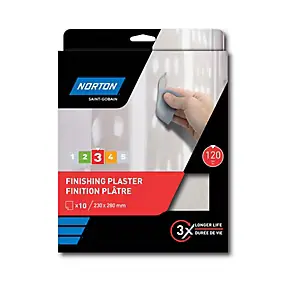 Feuilles abrasives pour plâtre Norton 230 x 280, Grain 120 - 10 feuilles