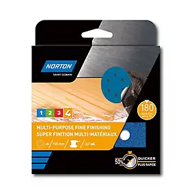Feuilles abrasives tous matériaux Norton ø150 mm, Grain 180 - 5 feuilles