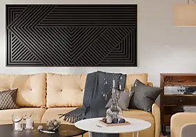 Panneau tasseau MDF Joy décor diagonal noir 140X90 cm
