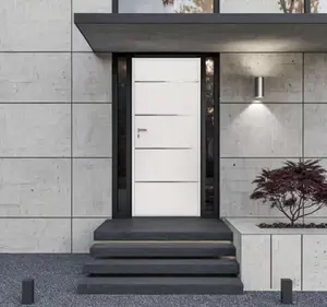 Porte d’entrée "ATENA" blanc métal 215 cm x 90 cm ouvrant gauche 55 mm serrure 3 points