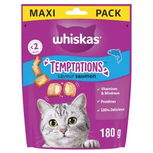 WHISKAS Temptations Friandises saveur saumon pour chat maxi pack 180g