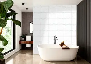 Carrelage mural blanc "MIA" aspect marbre 25 X 33 cm Ep. 8,8 mm