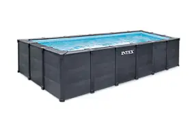 Piscine tubulaire rectangulaire pvc graphite 6 x 3 x 1,24 m Intex