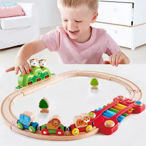 Circuit de train musical en bois jungle