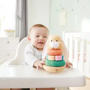 Lapin à empiler en bois et tissu