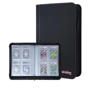 Portfolio 4-pocket Noir pour cartes gradées et boosters avec fermeture Zip - Sanseking