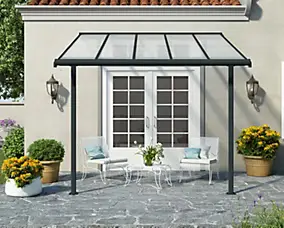 Pergola adossée Sierra Palram Canopia aluminium gris 3 x 3 cm