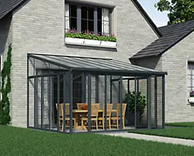 Véranda adossée Canopia SanRemo 3.67 x 4.25m Gris anthracite