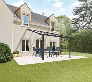 Pergola en aluminium grise - 3 x 3 m