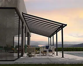 Pergola adossée fixe aluminium Canopia by Palram Olympia gris 3 x 9,15 m