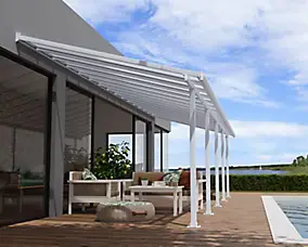 Pergola adossée fixe aluminium Canopia by Palram Olympia blanc 3 x 9,71 m