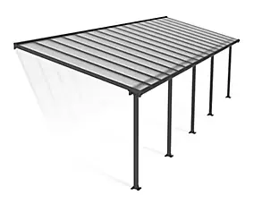 Pergola adossée fixe aluminium Canopia by Palram Olympia gris 3 x 9,71 m