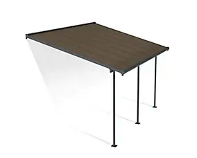 Pergola adossée fixe aluminium Canopia by Palram Capri gris bronze 3 x 4,25 m
