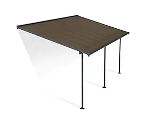 Pergola adossée fixe aluminium Canopia by Palram Capri gris bronze 3 x 5,46 m